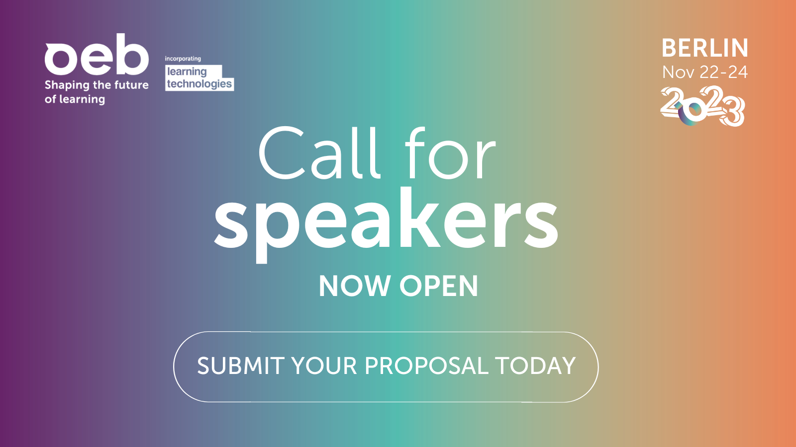 OEB 2023 - The Learning Futures We Choose. The call for proposals for the conference has opened.